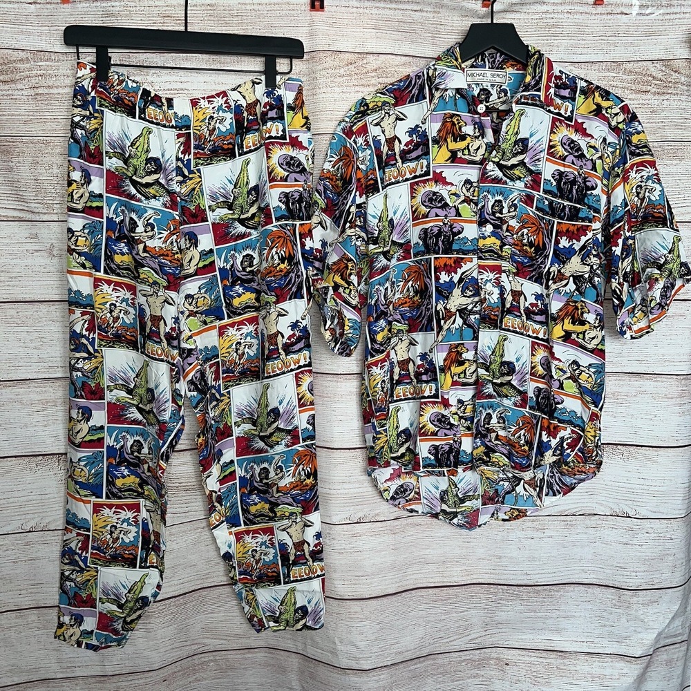 RARE Vintage Michael Seroy Comic Book Graphic Shirt And Pant Set - Size Small